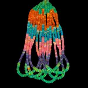 Perles de rondelle lisses d'opale de disco 5mm pierre précieuse d'opale éthiopienne naturelle brin lâche pour la fabrication de bijoux artisanat approvisionnement en vrac en gros - Product Image 4