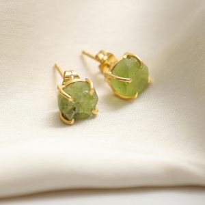 ชุดง่ามประดับหินเพอริดอทสีทองขนาด8-10มม. ทำด้วยมือเครื่องประดับแบบมินิมอลสำหรับผู้หญิงสำหรับงานวันเกิด - Product Image 6