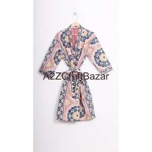 Robe longue en coton 100% pour femmes, artisanale, non tissée, à col en V, avec cordon de serrage, trois quarts, luxe, hiver/automne, pour filles - Product Image 6