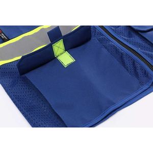 Gilet de sécurité personnalisé haute visibilité avec fermeture éclair et poches multiples tissu doux respirant imperméable-équipement réfléchissant vente en gros - Product Image 6