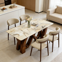 Nouvelle table à manger en marbre de style chinois, ensemble de salle à manger haut de gamme, table à manger moderne minimaliste pour appartements petits et grands