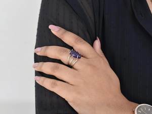 Tendencia Multi banda amatista Marquesa punta apilable anillo 925 plata esterlina fábrica venta al por mayor joyería a granel - Product Image 4