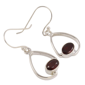 Pendientes colgantes de piedras preciosas granate de Plata de Ley 925 sólida para mujer, joyería colgante para niñas - Product Image 1