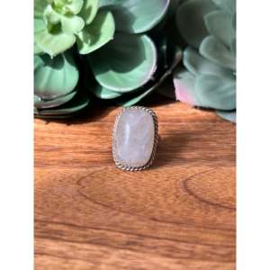 Reda Galvan Oval <b>Moonstone</b> & Sterling Silver <b>Ring</b> Size 5.75 Rhodium Plated Fine Jewelry - Product Image 1