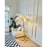 Magnifique lampadaire en forme de palmier avec télécommande, température réglable, intensité variable - Laiton de haute qualité E27, jaune, décoration d'intérieur, cadeau