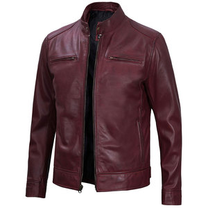 Chaqueta Clásica de Cuero Genuino para Hombre con Cuello Alto y Logotipo Frontal, Ropa Exterior Cortavientos y Transpirable para Hombres con Estilo - Product Image 2