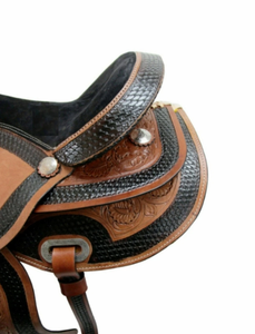Sillín occidental de caballo de cuero genuino de calidad superior Sillín occidental de carreras de barril para montar a caballo - Product Image 4