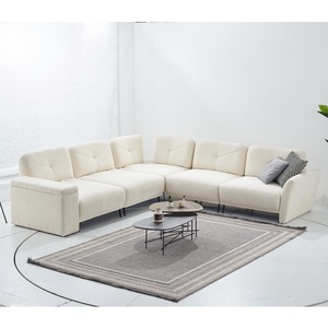 Ensemble de canapés d'angle modernes de style italien Tetra avec module foyer, meubles en tissu pour salon - Product Image 1