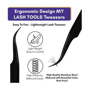 Pinzas de pestañas de acero inoxidable antiestáticas para extensiones de pestañas de aislamiento de volumen Herramienta de calidad premium para uso profesional - Product Image 5