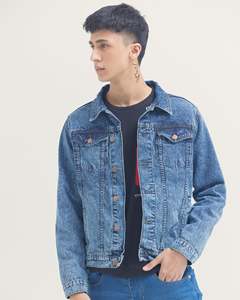 Unisex Oversized <b>Denim</b> <b>Jacket</b> with <b>Graffiti</b> Print Trendy Street Style - Product Image 2