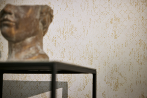 Made Germany European Damask <b>Wallpaper</b> Rolls White Gold Non Woven Vinyl Textile Structure Abrasion-Resistant Light Hotel - Product Image 3