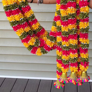 Guirlande de clochettes de jasmin en tissu multicolore pour mariage, fête, décorations, taille personnalisable, toile de fond de scène traditionnelle indienne - Product Image 1