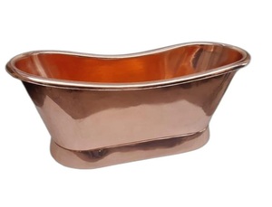 Baignoire ovale en cuivre finition nickel, fabriquée à la main |   Baignoire de luxe style bateau - Product Image 5