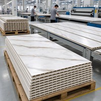 Panneau mural en PVC imitation marbre veiné blanc crème, imperméable, revêtement décoratif intérieur