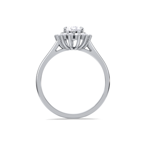 IGI Certified Pear Cut Lab Grown Diamond Halo <b>Split</b> Shank Engagement-Wedding <b>Ring</b> in 14K Yellow / White & Rose Gold - Product Image 4