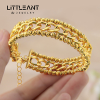 Accessoires de mode réglable dames bague et Bracelet ensemble 21k plaqué or Anti ternissement Bracelet bijoux pour cadeau de fête