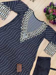 Designer pakistanais Salwar Kameez brodé Séquence Travail Readymade Salwar Kameez Cousu Vêtements De Mariage Costumes - Product Image 5