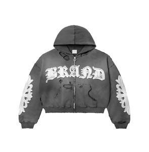 Nouveau Style pull à capuche 100% coton respirant polaire strass détresse haute qualité sweats à capuche pour hommes - Product Image 1