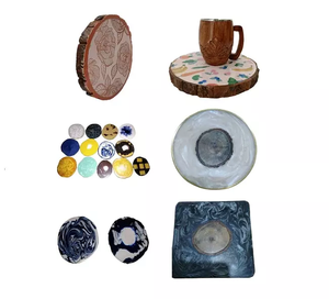 Couverts en résine et en bois émaillés de luxe de style moderne, tapis pour tasses à thé, tampons de toutes tailles ciblés pour la vaisselle domestique en verre - Product Image 1