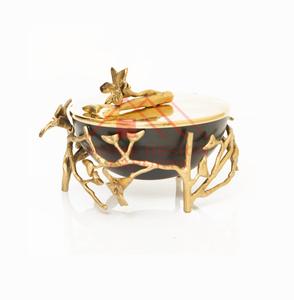 Tazón Dorado con Tapa de Orquídea, el Más Vendido, Ecológico, para Aperitivos, Comida Seca y Dátiles, Ideal para Centro de Mesa - Product Image 1