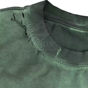 Camiseta Moderna Estilo Streetwear con Efecto Desgastado, Algodón Grueso, Corte Holgado, Informal, para Uso Diario - Product Image 5