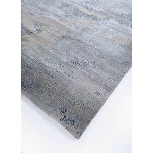 Tapis en laine et soie de bambou noué à la main Kavi gris et noir Unstring Srb(157) à motif abstrait pour usage domestique - Product Image 2