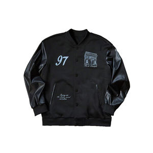 Automne hiver hommes à la mode rétro Baseball veste simple boutonnage Patchwork Design Logo américain brodé laine Hip Hop - Product Image 1