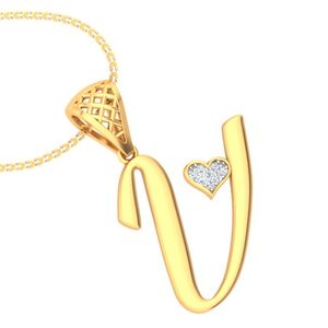 Ishi จี้เพชร18K ตัวอักษรตัว V สีทองประดับเพชรที่หรูหราและมีสไตล์ - Product Image 1