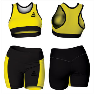 Sujetador deportivo con cuello Halter y parte delantera de giro sólido de 2 piezas para mujer y pantalones cortos de cintura alta, conjunto de entrenamiento para gimnasio, Yoga, Fitness, venta al por mayor - Product Image 6