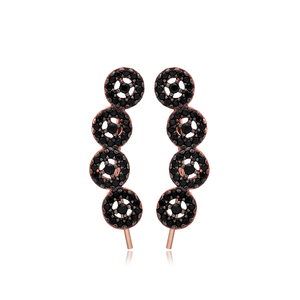 Trendy Round Design Black Zircon Stone Ear <b>Cuff</b> Climber <b>Earrings</b> Handmade 925 Silver Jewelry - Product Image 1