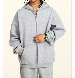 Wholesale Plus Size Men's Hoodies Full Zip up Custom Print Logo Hoodie for Men Blank Plain Fleece Oversized Zip Hoodie - Product Image 3