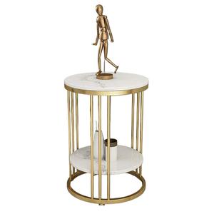 Mesa auxiliar de esquina moderna y sencilla al por mayor, mesa auxiliar de consola base con soporte dorado superior de mármol blanco de lujo para entrada de sala de estar - Product Image 6