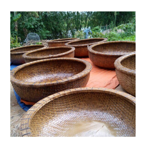 Barco de bambú vietnamita Coracle, cesta de pesca redonda hecha a mano, barco para transporte acuático - Product Image 3