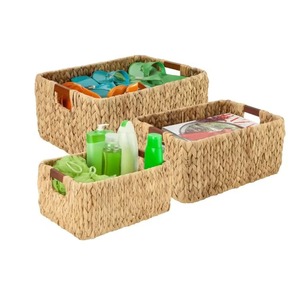 Handmade Bamboo Storage <b>Basket</b> <b>with</b> <b>Lid</b> Hot New Design Water Hyacinth Woven Customizable Size for Home Kitchen Organization - Product Image 6