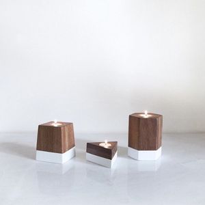 Bougeoir rond en bois support de lampe à thé en couches base de bougie décorative moderne décoration de table minimaliste support de bougie lumineuse - Product Image 3