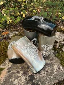 Gobelet Viking en corne de buffle, finition naturelle, écologique, réutilisable et lavable, verre à boire en corne - Product Image 2