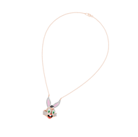 Pendentif Lapin Cartoon en Diamant Or 18K pour Femme, Diamants Naturels Certifiés IGI Taille Ronde Brillante, Bijoux Fins