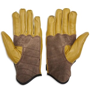 Warm Yellow Soft Comfortable Anti <b>Slip</b> Waterproof Premium Elk Deerskin Leather Wrist Motorcycle Gloves OEM Unisex Biker Glove - Product Image 2