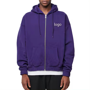 Prix bas, sweat à capuche unisexe à fermeture éclair intégrale, poids lourd, coupe régulière, uni, respirant, imperméable, en polyester/coton, avec étiquette tissée - Product Image 6