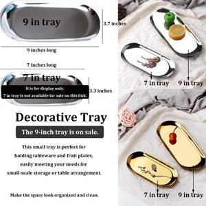 ชุดถาดสแตนเลสสำหรับวางของในห้องน้ำ ถาดเสิร์ฟขนาดเล็กสีเงิน ถาดใส่ของทรงรีสแตนเลส ถาดตกแต่งห้องน้ำสีเงิน - Product Image 5