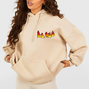 Sudadera Oversize para Mujer con Estampado de Logotipo de Llama, Hombros Caídos, Tejido de Algodón y Bambú, Estilo Urbano Otoñal - Product Image 1