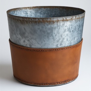 Maceta única de cuero galvanizado con superficie martillada Detalles artesanales hechos a mano para una vegetación interior elegante - Product Image 6