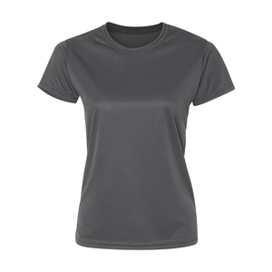 Camiseta de Manga Corta con Cuello Redondo Gris para Mujer, Corte Regular, Color Sólido, Secado Rápido, Estilo Informal, para Todas las Temporadas - Product Image 1