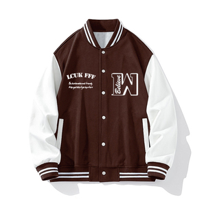 Design personnalisé Vente en gros Logo brodé de haute qualité Couleur assortie Extérieur Camouflage Baseball Varsity Veste pour hommes - Product Image 3