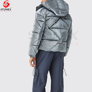 Chaqueta acolchada con capucha cálida de invierno para hombre, superventas, de lona brillante, estilo callejero, Abrigo acolchado grueso para exteriores, 2023 - Product Image 6
