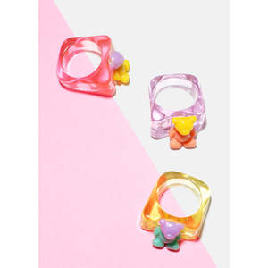 Anello Trendy in Acciaio Inox con Motivo a Grappolo d'Orsi, Placcato Oro con Motivo Geometrico a Occhio e Catena, Intarsio 18K per Bambini - Product Image 1