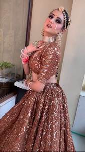 DESIGNER BRIDAL WEAR HEAVY GEORGETTE CHINE SEQUUNCE TRABAJO LEHENGAS CON HEAVY DUPATTA - Product Image 3