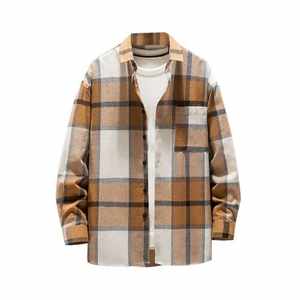 Camisa a cuadros clásica informal cálida para hombre, camisa de manga larga, tela cepillada, ajuste Regular suave y cómodo, 2025 - Product Image 1