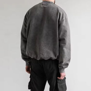 Sudadera de lavado ácido personalizada para los hombres de gran tamaño vintage lavado cuello redondo 400GSM polar sudaderas de los hombres - Product Image 2