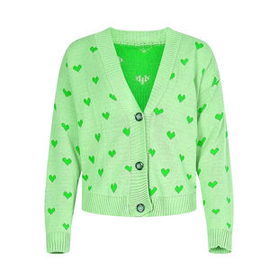 Cárdigan Holgado con Cuello en V para Otoño, Estilo Universitario, Botones Abiertos, Color Personalizado, Bordado, Transpirable, Tejido de Punto, Logotipo de Patchwork - Product Image 4